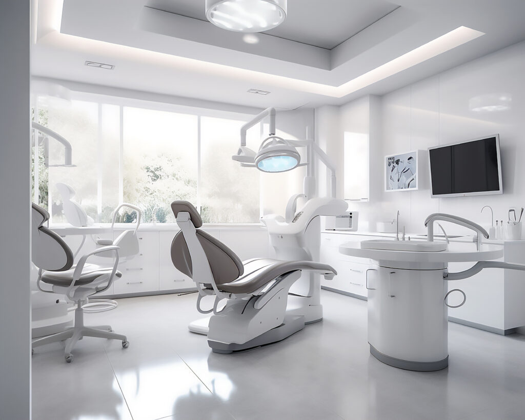 Light interior of a modern dental office.