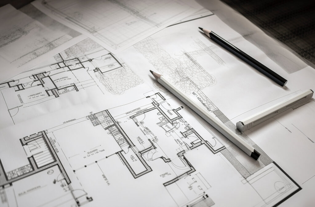 Architectural plans, drawings, and floor plans.
